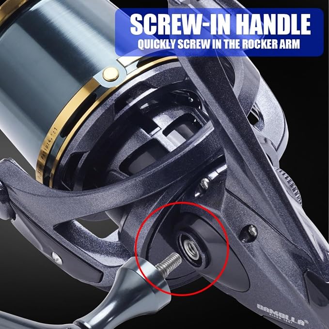 Heavy Duty Spinning Reel Metal Body with CNC Machined Spool 55LB Max Drag 8/10+1 BB Ultra Smooth 4.1/4.6/4.8:1 High Speed Gear Ratio Saltwater Freshwater Fishing Reel for 8000 to 16000 Series