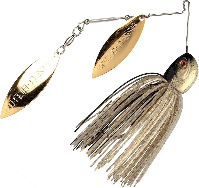 Strike King (TGBDWEL34-215) Tour Grade Bottom Dweller Spinnerbait Fishing Lure, 3/4-Ounce, Size 5/0 Hook, Tandem Raz-R Blade High RPM Blades, Hand-Tied Skirt, Golden Shiner