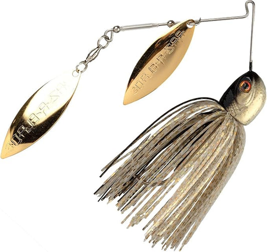 Strike King (TGBDWEL34-215) Tour Grade Bottom Dweller Spinnerbait Fishing Lure, 3/4-Ounce, Size 5/0 Hook, Tandem Raz-R Blade High RPM Blades, Hand-Tied Skirt, Golden Shiner