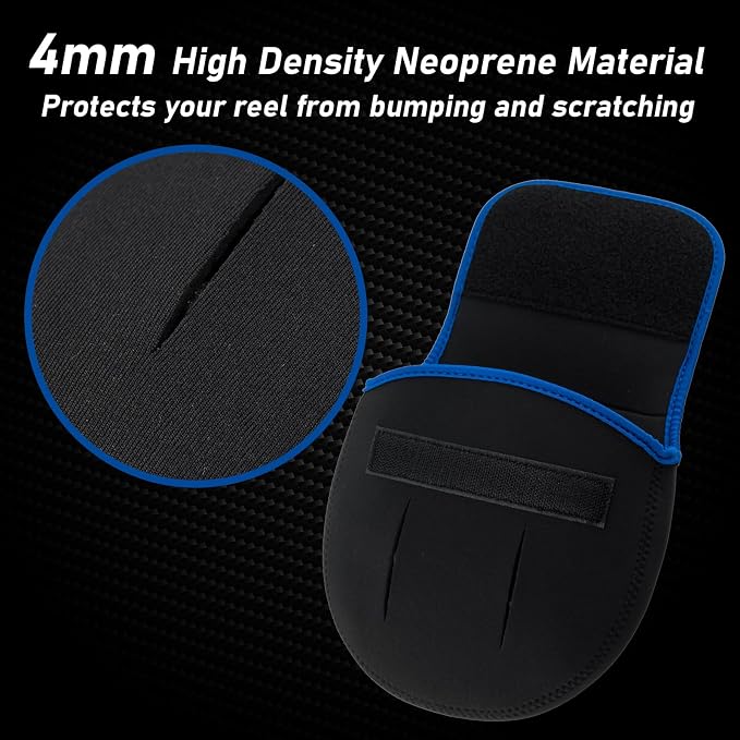 Dr.Fish Spinning Fishing Reel Cover, Fits 1000-6000+, Neoprene Protective Bag with Handle Slot, Spinning Reel Storage Case Pouch Accessories 6000+ 2 Pack