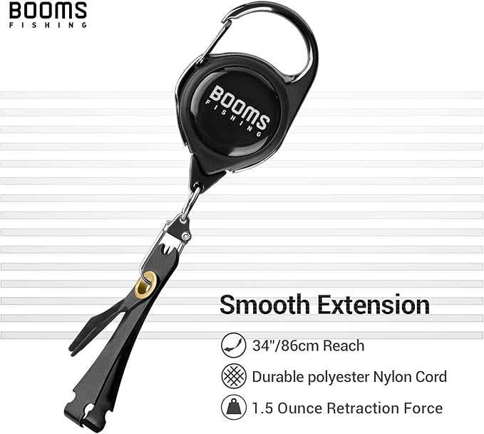 Booms Fishing FC2 Fishing Knot Tying Tool, Fly Fishing Line Cutter, Fishing Clippers with Retractor