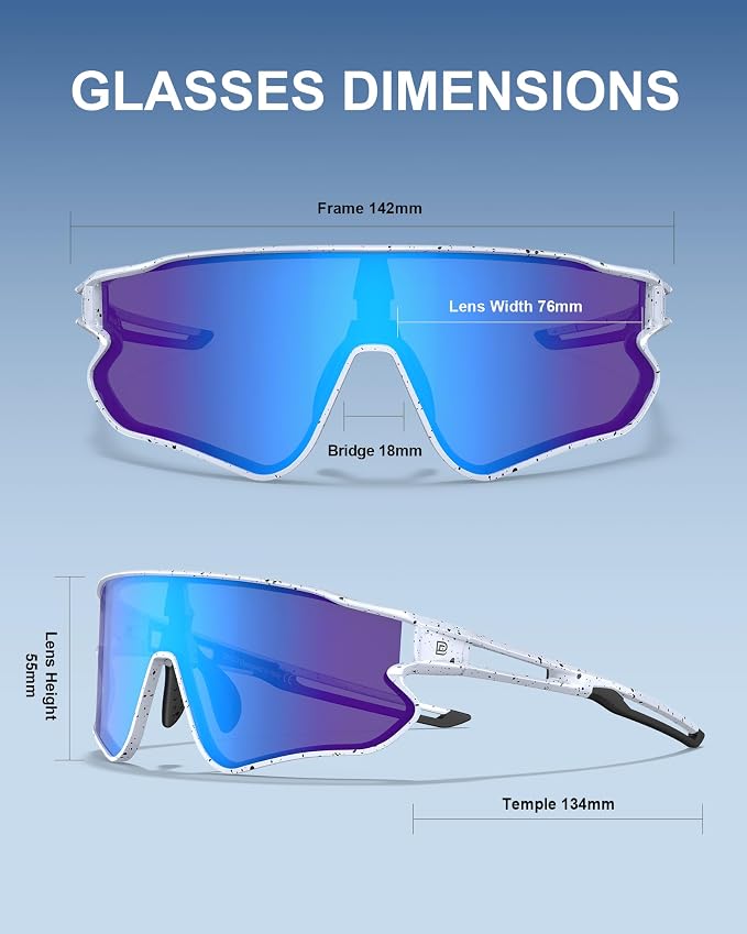DUCO Polarized Sports Sunglasses for Men Women: UV400 Protection 24g Wrap Around Glasses for Baseball Running Hiking DC0023
