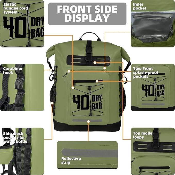 MORXPLOR Dry Bag Waterproof,5L/10L/20L/30L/40L/55L Roll Top Dry Bag Backpack with WaterProof Phone Case for Swim,Kayak