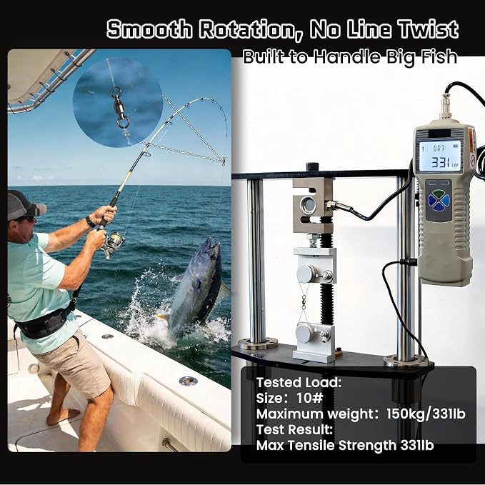 FishTrip 30/50 Pack Ball Bearing Fishing Swivels, High Strength Stainless Steel Swivels Fishing Tackle Solid Welded Rings Barrel Swivels Fishing Connectors for Saltwater Freshwater Size 0#-10#