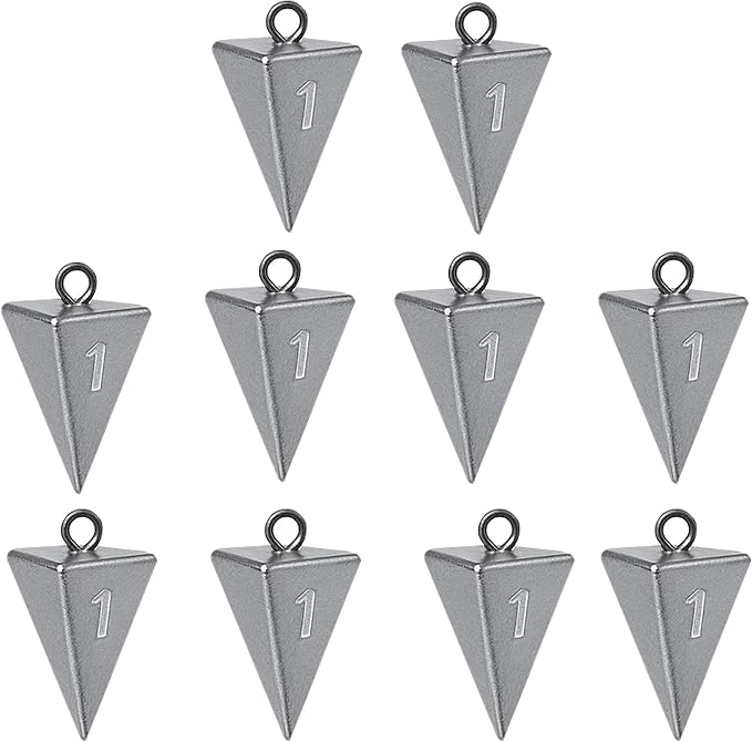 Pyramid Sinkers for Surf & Saltwater Fishing Weights - Durable Lead Fishing Sinkers, 1oz,2oz,3oz,4oz,5oz,6oz,8oz, Assortment Packs.