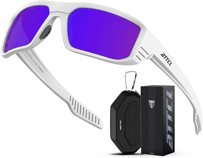 ATTCL Sports Polarized Sunglasses for Men: Ultra-Light Wrap Around TR90 Frame UV400 Protection for Fishing Driving Shooting