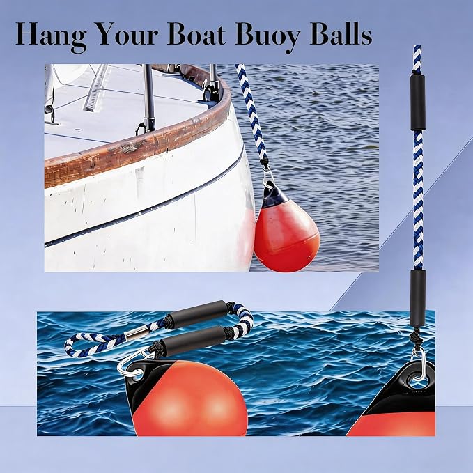 2 PK Blue Bungee Dock Lines for Boats 2FT with 316 Stainless Clip Boat Accessories Marine Grade Boat Rope Boating Accessories Boat Dock Lines Jet Ski or PWC Mooring Boat Lines & Dock Ties