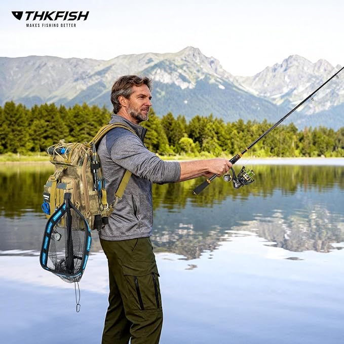 THKFISH Telescoping Fishing Rod and Reel Combo with Backpack, Carbon Fiber Travel Fishing Pole Spinning Reel Kit with Fishing Lures, Fishing Tools Kit for Men