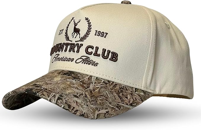 Vintage Western Trucker Hat | Men & Women | Country Cute Caps for Cowgirls Cowboys | Camo Denim Embroidered Cotton | Snapback