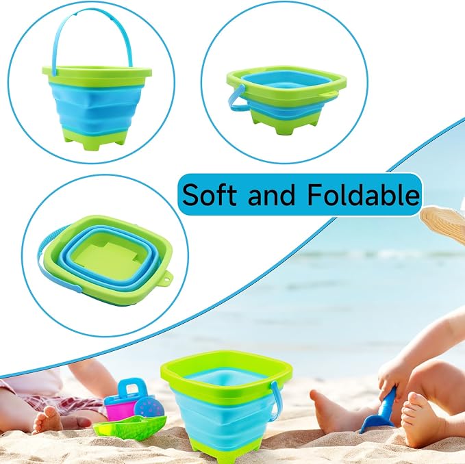 2PCS Fishing Net with Bucket, Telescopic Fishing Landing Net, Collapsible Youth Sand Bucket, Youth Fish Butterfly Catching for Freshwater Saltwater Outdoor Activities