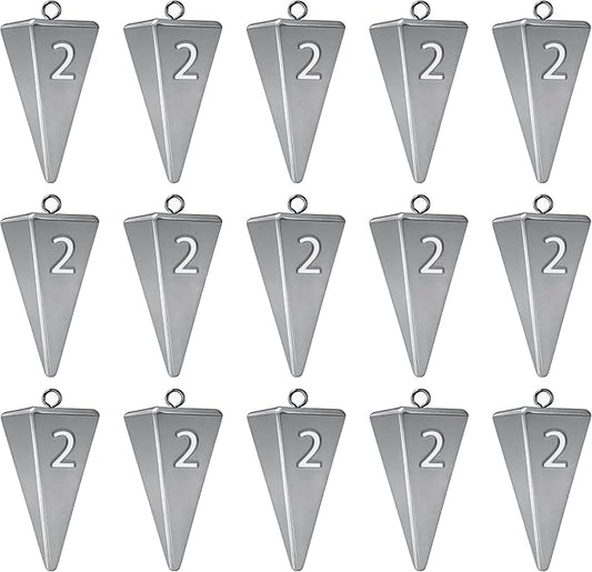 Pyramid Sinkers Fishing Weights, Saltwater Fishing Sinkers for Surf Fishing Gear Tackle - 1oz, 2oz, 3oz
