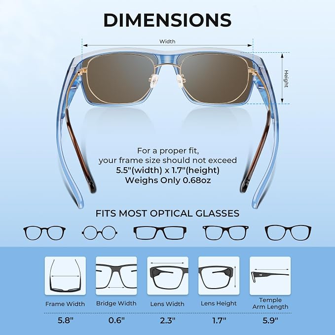 KastKing Molino Fit-Over Polarized Sunglasses,UV400 Protection Ultralight Wraparound Fishing Sports Sunglasses, TAC Lenses