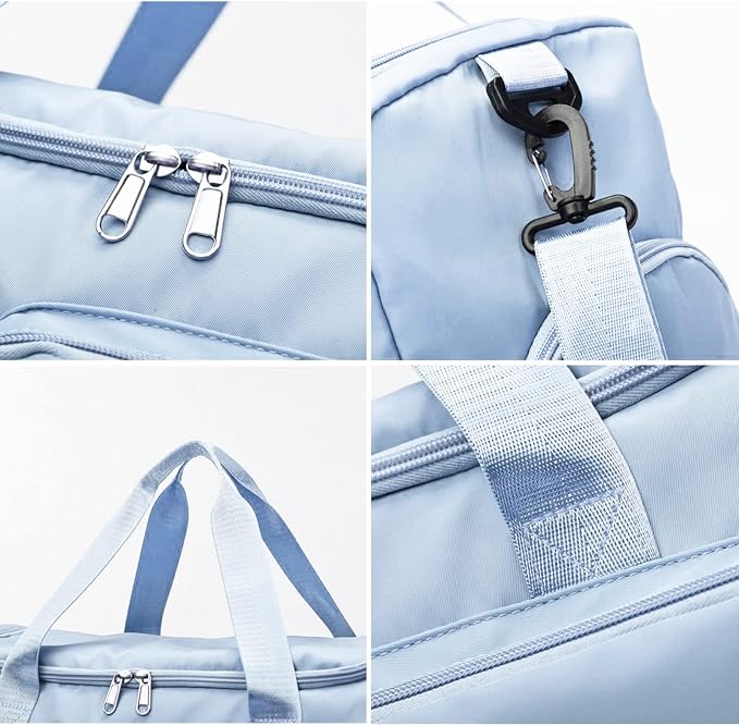 Suruid Sports Gym Duffel Bag with Shoes Compartment and Dry Wet Separated Pocket for Men and Women - Blue