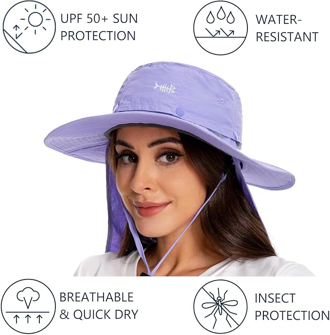 BASSDASH UPF 50+ Mosquito Sun Hat with Hidden Head Net and Neck Flap for Men Women Outdoor Fishing Hiking Camping