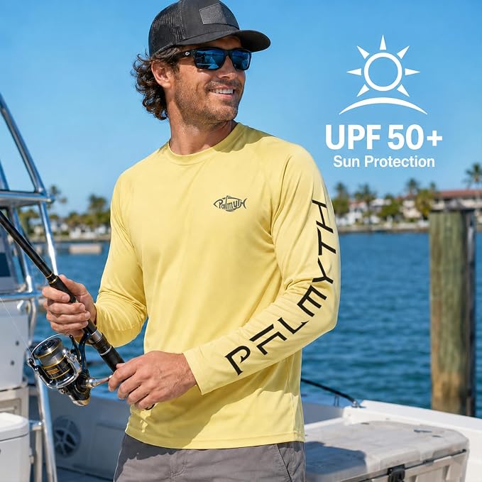 Palmyth Fishing Shirts for Men Long Sleeve UPF 50+ T Shirt Sun Protection Tee