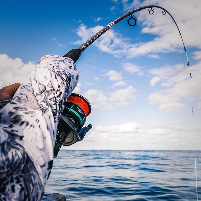 KastKing KONG Fishing Rod, Powerful, Lightweight S-Curve Graphite Rod Blanks, Nano Resin Technology, Stainless-Steel Double-Foot Guides w/Titanium Oxide Rings, Non-Slip Handles, Chartreuse Strike Tips