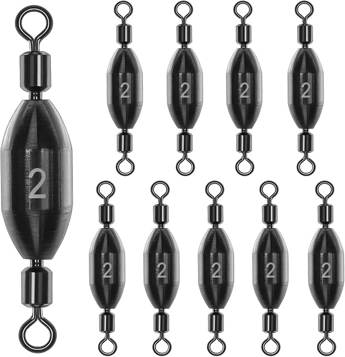 Fishing Weights Swivel Bullet Sinkers Brass Fishing Weights Saltwater Freshwater Bass Sinker Weight with Swivel Rolling 1/4oz, 1/8oz, 1/16oz，1/32oz, 3/8oz, 1/2oz