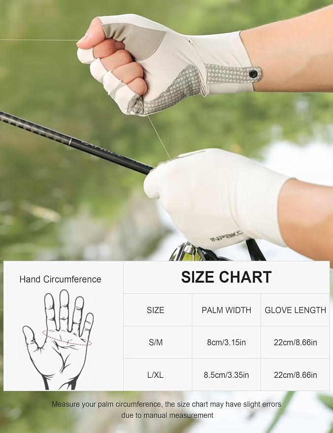 Fishing Gloves, Lightweight Non-Slip Fingerless Gloves,Hook Loop, UPF 50+ Sun Protection,for Unisex Fishing