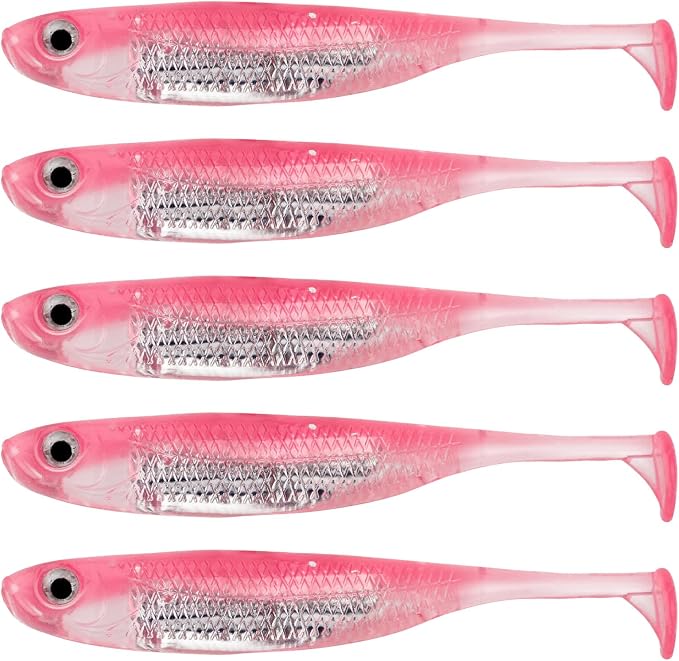 QualyQualy Soft Plastic Swimbait Paddle Tail Shad Lure Soft Bass Shad Bait Minnow Paddle Tail Swim Bait for Bass Trout Walleye Crappie - 2.75in, 3.14in, 3.94in, 5in