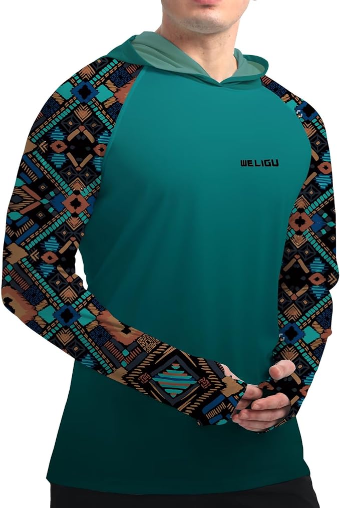 Men's UPF 50+ Sun Protection Hoodie Shirt Long Sleeve SPF Fishing Outdoor UV Hiking Lightweight Shirts