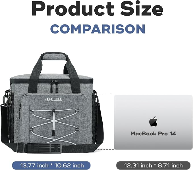 RealCool Soft Cooler Bag 35/45Can, Collapsible Cooler Insulated Leak Proof, Large Lunch Box for Men Women, Soft-Sided Cooler for Picnic, Grocery, Beach, Camping, Travel
