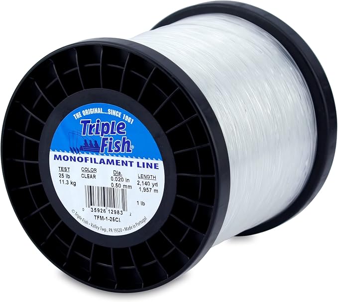 Triple Fish Monofilament Fishing Line - Strong Clear Pink Camo Color for Trolling, Bottom Fishing, Casting Main Line Catfish, Bass