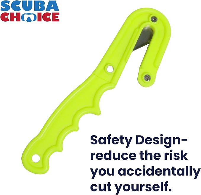 Scuba Choice Diving Line Cutter – 8" Safety Design, Firm Grip Handle, 2 Extra Blades, Waterproof, Compact Tool for Fishing, Spearfishing, Underwater Emergencies