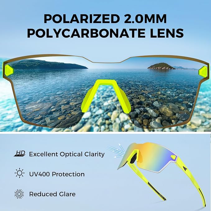 KastKing Tarkio Polarized Fishing Sunglasses, Large Single PC Lenses, Rimless Wrap Design, UV400 Protection Sports Sunglasses