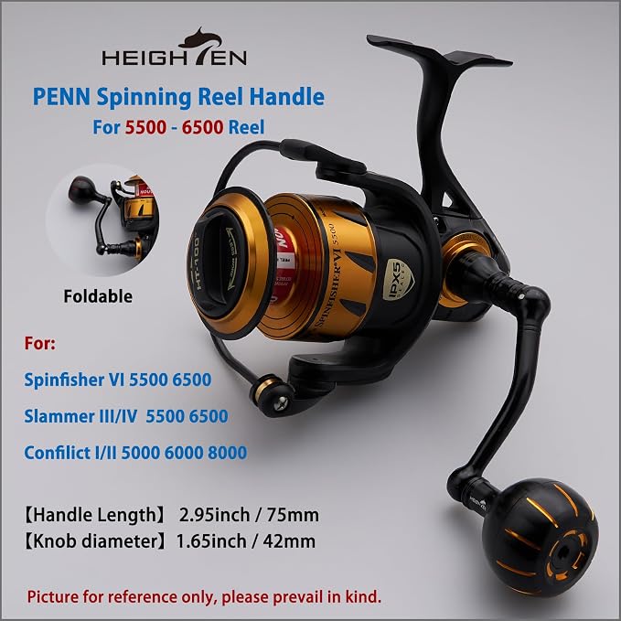 HEIGHTEN Fishing Reel Handle for Penn Spinfisher VI/Slammer III IV/Battle II III DX/Pursuit III IV/Fierce II III