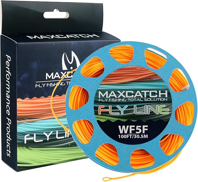 Maxcatch Weight Forward Fly Fishing Line with Two Welded Loops, Floating Fly Lines for Freshwater, 100FT (WF1F, 2F, 3F, 4F, 5F, 6F, 7F, 8F)