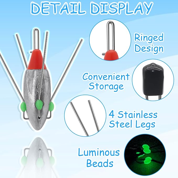 5 Pcs Sputnik Sinker Fishing Weights Lead Fishing Equipment Long Tail Surfing Casting Spider Sinkers for Catfish Saltwater Beach Sand Ocean