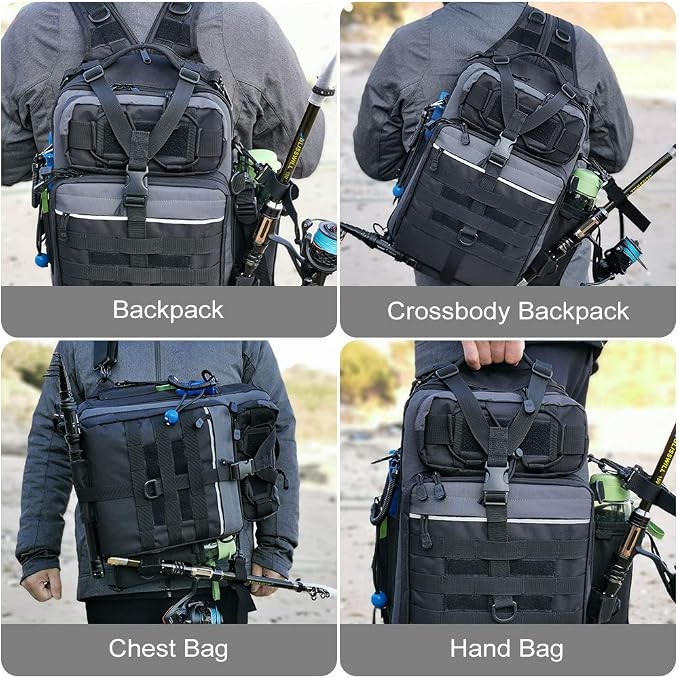 BLISSWILL Outdoor Tackle Bag - Large Water-Resistant Fishing Backpack