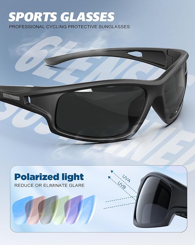 KALIYADI 4 Pack Polarized Sunglasses-Men Sports Sun-glasses: Mens Sunglasses UV Protection for Fishing Driving Cycling