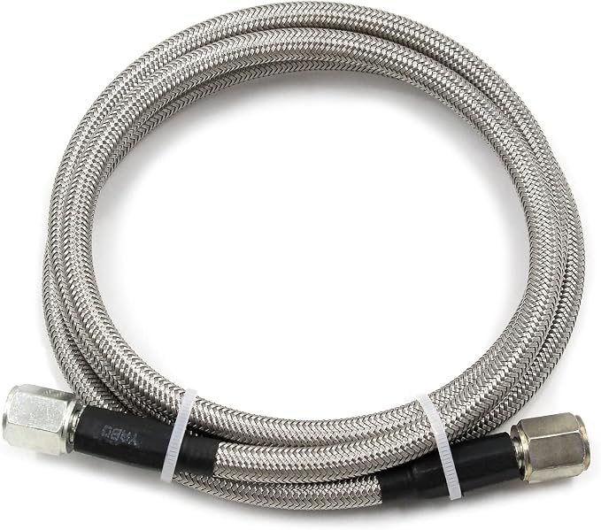 Steel Braided Turbo Oil Feed Line -4AN, Pressure Stainless Remote Turbocharger Sensor Teflon 4 AN Gauge Line Kit (36 inch)