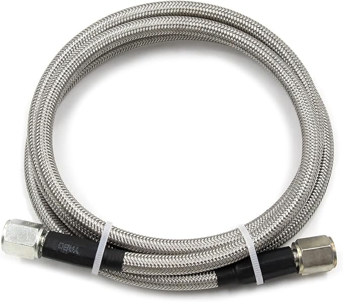 Steel Braided Turbo Oil Feed Line -4AN, Pressure Stainless Remote Turbocharger Sensor Teflon 4 AN Gauge Line Kit (48 inch)