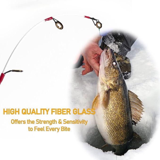 Dr.Fish Ice Fishing Rod and Reel Combo, Ice Fishing Pole Gear Spinning Reel Equipment Set Backpack Chair Jigs Lures Accessories