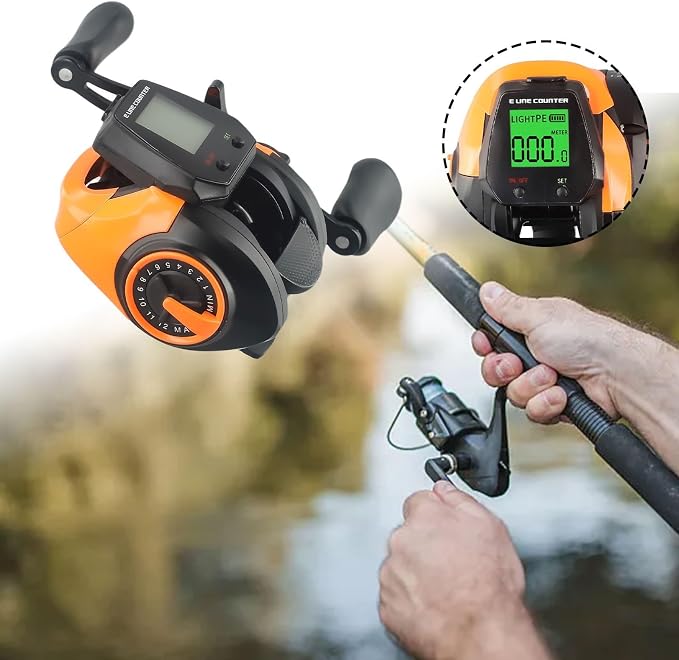 Digital Baitcasting Fishing Reel 7.2:1 Gear Ratio with Bite Alarm and Line Counter Depth Positioning, 10+1 BB Aluminum Spool for Saltwater Freshwater, Left or Right Hand Retrieve