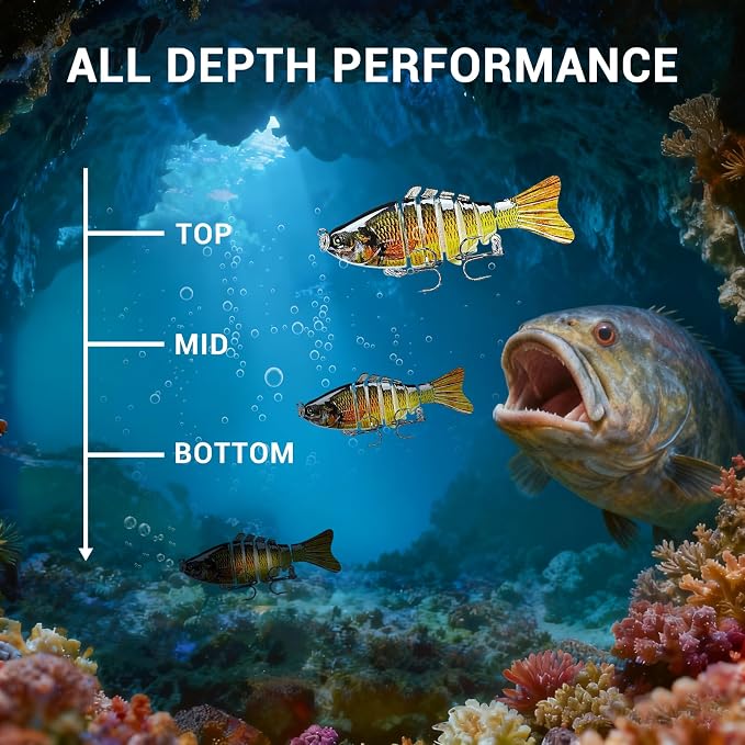 Keenjorika Fishing Lures Multi Jointed Fish Fishing Kits, Slow-Sinking Lifelike Segmented Swimbait Crankbaits, Realistic Swimming Action for Bass, Trout, Pike & Walleye, Freshwater and Saltwater