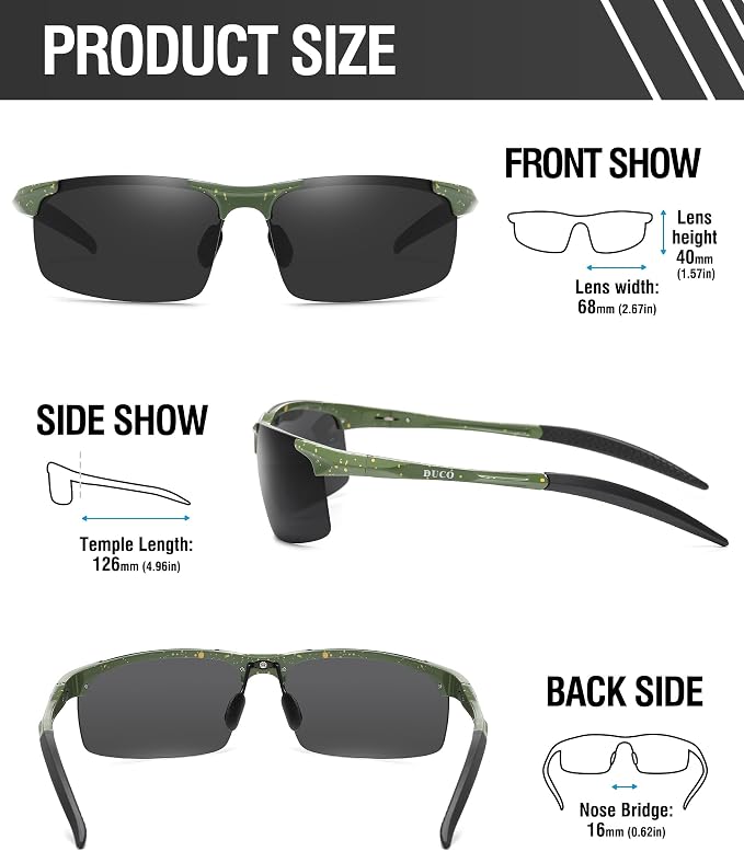 DUCO Mens Sports Polarized Sunglasses UV Protection Sunglasses for Men 8177s