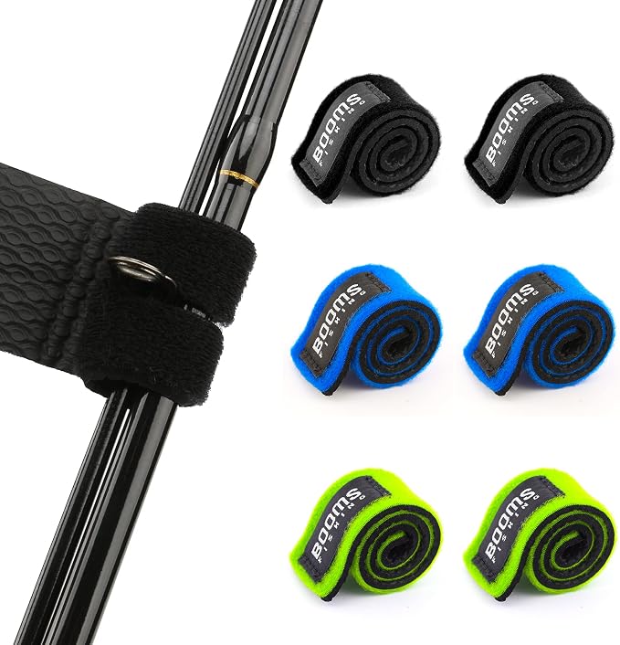 Booms Fishing RS3 Fishing Rod Wrap Pole Straps， Hook & Loop Fishing Rod Belts, Fishing Rod Ties for Casting Rods, Spinning Rods and Fly Rods