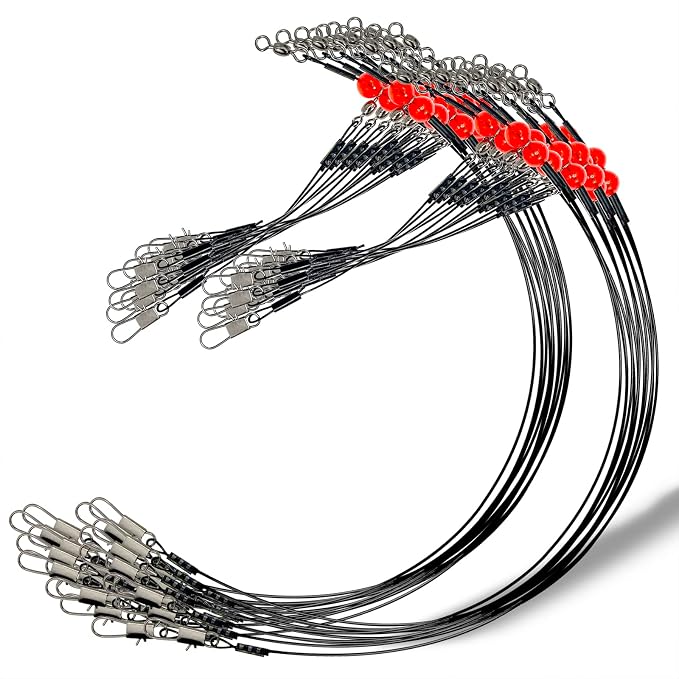 YOTO Fishing Leaders,Stainless Steel Tackle Rig with Tackle Lure Swivels Snaps, Saltwater rig Wire Leader Fishing Leader Wire Bottom rigs for Saltwater