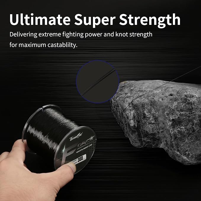 Force Monofilament Fishing Line, Heavy Duty Strong Mono Fishing Wire, Clear Nylon Leader Line
