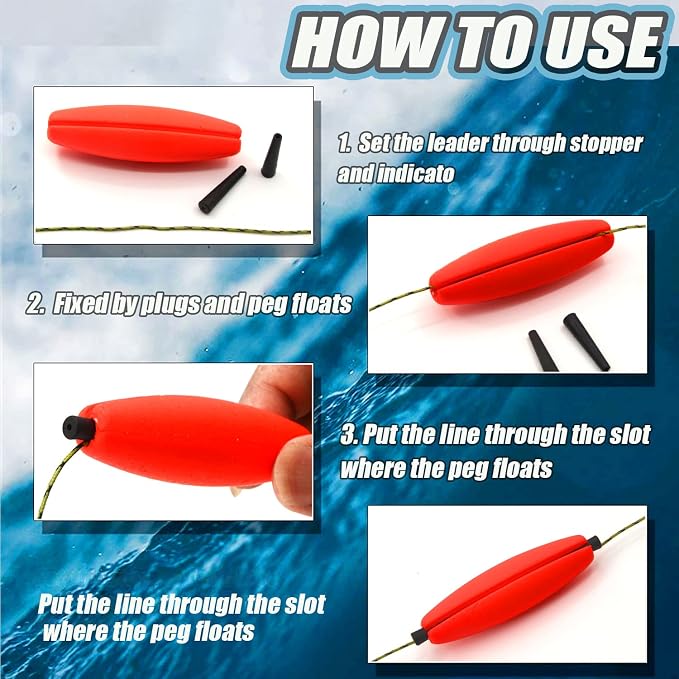 Peg Floats Slotted丨Fishing Floats for Catfish丨Fishing Cigar Foam Bobber for Santee Rig丨1.5in，2in，2.5in，3in