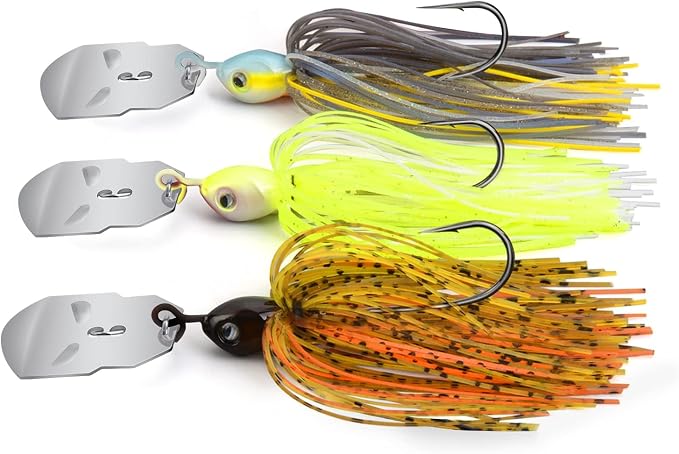 MadBite by KastKing Bladed Jig Fishing Lures, Multi-Color Kits, Irresistible Vibrating Action, Sticky-Sharp Heavy-Wire Needle Point Hooks, Popular 3/8 oz and 1/2 oz Sizes, Includes Storage Box