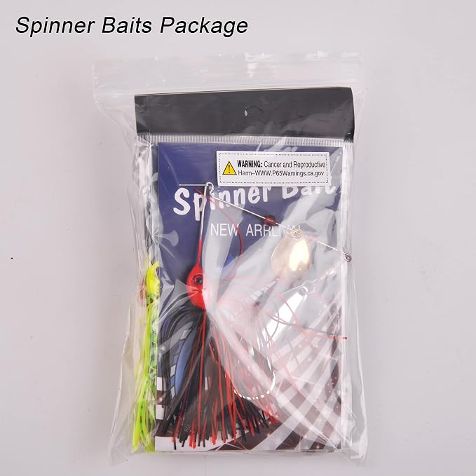 Bass Fishing Spinner Bait Kits Bass Lures Hard Metal Spinnerbait Jigs Multicolor Buzzbait Swimbaits Silicon Skirt Swim Jigs for Bass Trout Pike Salmon Walleye Freshwater Saltwater