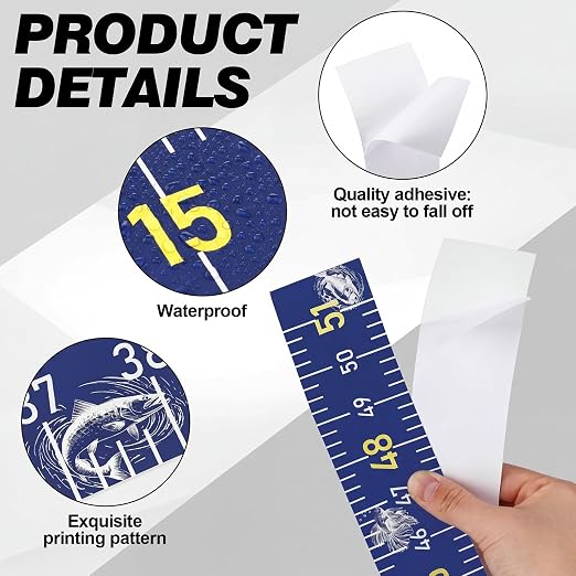 4 Pack Fishing Ruler for Boat 51" Self Adhesive Fishing Measuring Tape Fish Measuring Decals Waterproof Self Adhesive Measurings Ruler Sticker (Blue)