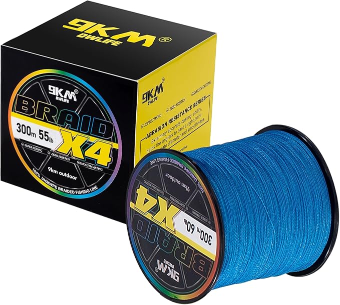 9KM DWLIFE Braided Fishing Line 8LB-120LB Dyneema Fishing Line, Zero Stretch & Anti-Bite Coating for Freshwater/Saltwater Fishing 4/8 Strands