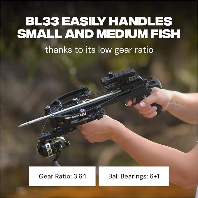 BALLISTA Spincast Bowfishing Reel Slingshot Bow Fishing, Stainless Steel, Left/Right Reversible Handle