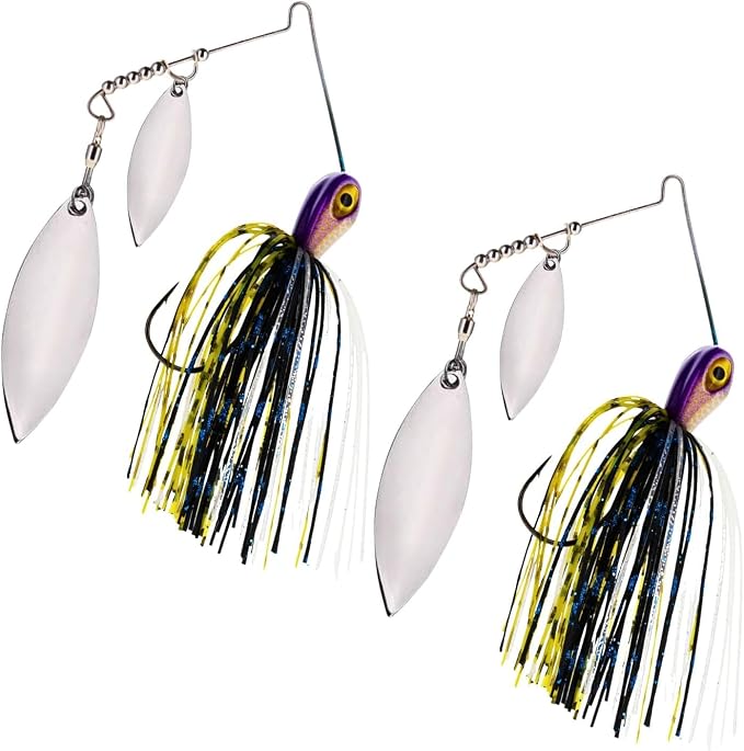 Reaction Tackle Tungsten Spinner Bait Spinnerbait - Double Willow Blade Bass Fishing Lure - Compact Profile Heavy Casting 97% Tungsten (2-Pack)