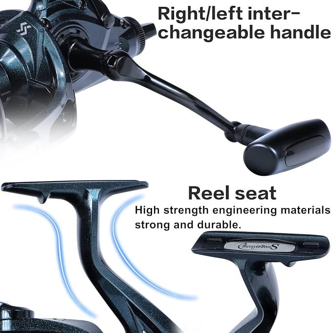Sougayilang 10000/12000/14000 Surf Spinning Reel - 13+1 Stainless Bearings for Ultra Smooth Drag, Powerful Saltwater Fishing Reel for Heavy Duty Surf Casting